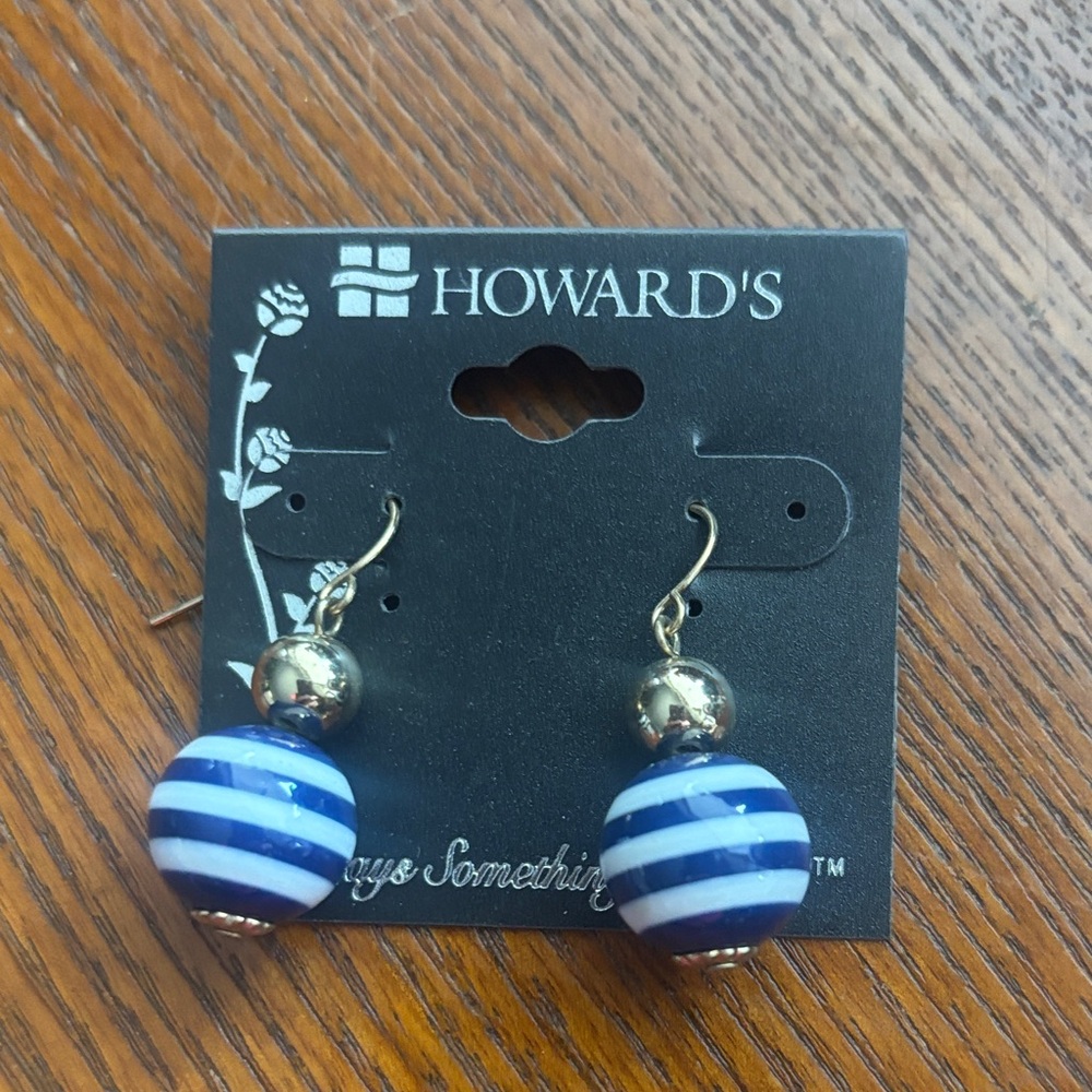 Blue and White Striped Earrings